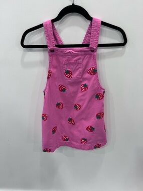 Isaac Mizrahi Strawberry Dress Size 7 Pink Denim Jumper Coquette Cottagecore